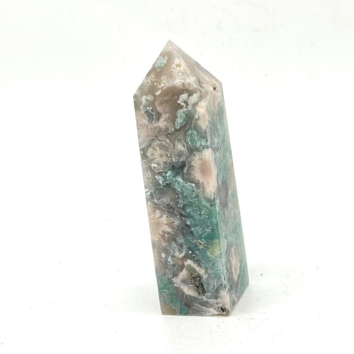 Green  Flower Agate Crystal Tower Point Generator