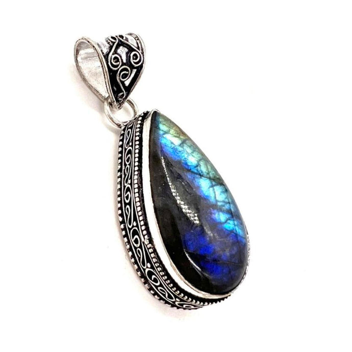 Vintage Labradorite Gemstone 925 Sterling Silver Jewellery Pendant Gift for Her