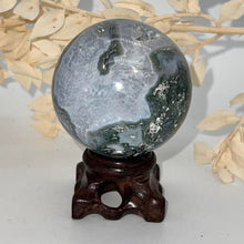 Load image into Gallery viewer, Moss Agate Druzy Crystal Sphere Crystal Ball
