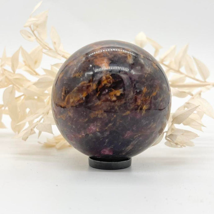 Pegmatite Crystal Sphere ~ Smokey Quartz, Lepidolite, Lithium, Pink Tourmaline Crystal Ball