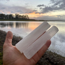 Load image into Gallery viewer, Selenite 10cm length wand Raw Selenite
