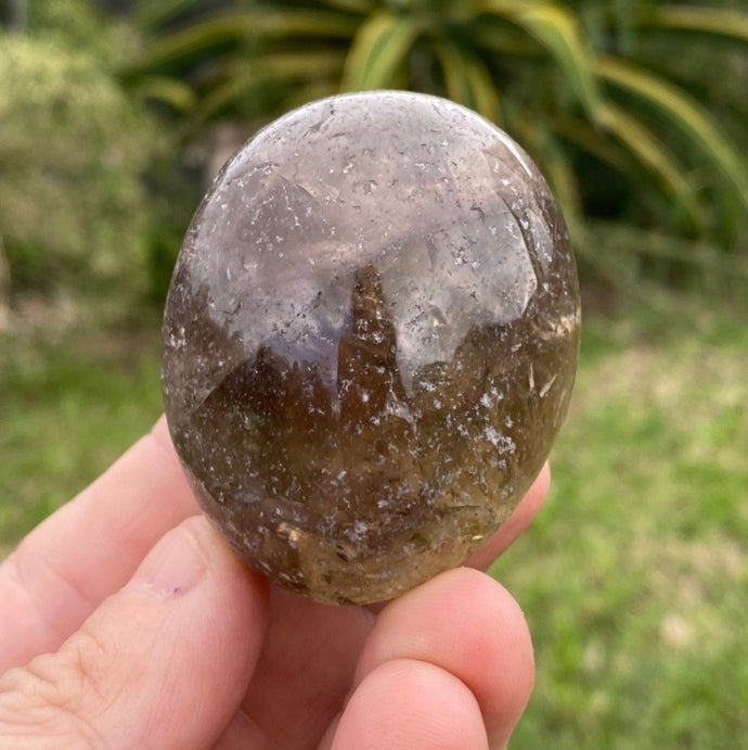 Lovely Smoky Rainbow Quartz Palm Stone Beautiful rainbows