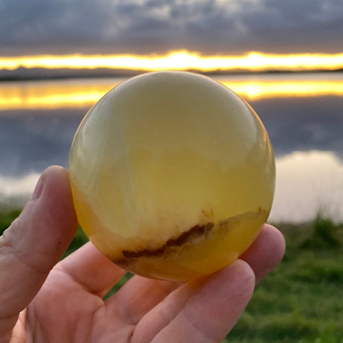 Lemon Calcite Crystal Sphere Metaphysical Healing