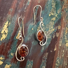 Load image into Gallery viewer, Gemstone Amber 925 Sterling Silver Earrings  Designed by Blue Turtles Silver and Stone Jewellery
