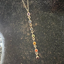 Load image into Gallery viewer, Chakra Vertical Gemstone Necklace / Pendant and 925 Sterling Silver Fixed Chain  Designed by Blue Turtles Silver and Stone Jewellery
