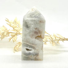 Load image into Gallery viewer, Druzy Snow Agate Crystal Stone Tower / Obelisk
