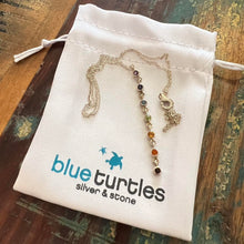 Load image into Gallery viewer, Chakra Vertical Gemstone Necklace / Pendant and 925 Sterling Silver Fixed Chain  Designed by Blue Turtles Silver and Stone Jewellery
